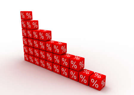 graph red cube with percentの写真素材