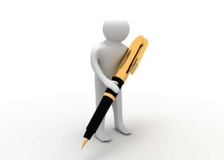 3d man with penの写真素材