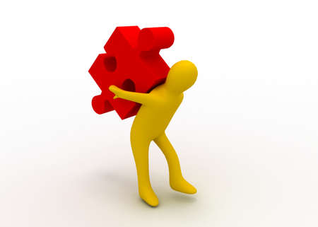 man carry puzzleの写真素材