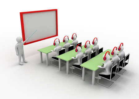 3d man in classroomの写真素材
