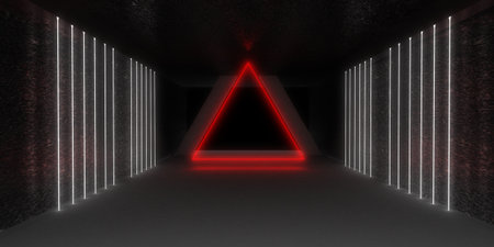3D abstract background with neon lights. neon tunnel .space construction . 3d illustration