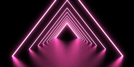 3D abstract background with neon lights. neon tunnel .space construction. .3d illustration