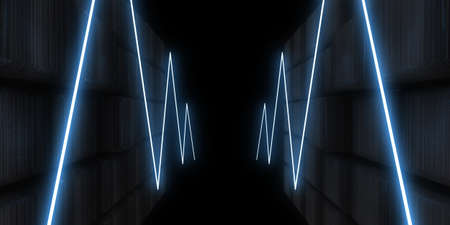 3D abstract background with neon lights. neon tunnel .space construction. .3d illustrationの写真素材