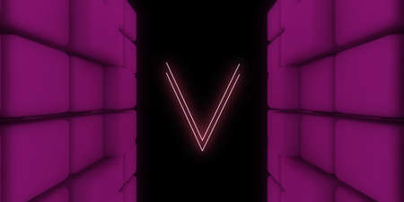 3D abstract background with neon lights. neon tunnel .space construction. .3d illustrationの写真素材