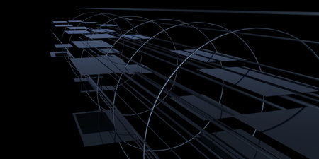 3D abstract background with neon lights. neon tunnel .space construction. .3d illustrationの写真素材