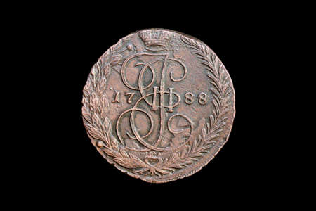 Russian five kopeks of the Siberian stamping of times of empress Ekaterina-2, 1788のeditorial素材