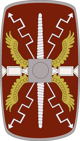 Vector shield of ancient Roman legoin Legio XIIII Gemina on white backgroundのイラスト素材