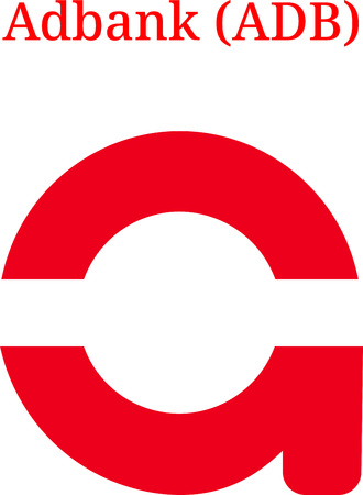 Vector Adbank (ADB) digital cryptocurrency logo. Adbank (ADB) icon. Vector illustration isolated on white background.のイラスト素材