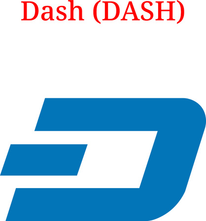 Vector Dash (DASH) digital cryptocurrency logo. Dash (DASH) icon. Vector illustration isolated on...