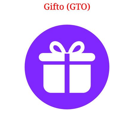 Vector Gifto (GTO) digital cryptocurrency logo. Gifto (GTO) icon. Vector illustration isolated on white background.のイラスト素材
