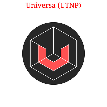 Vector Universa (UTNP) digital cryptocurrency logo. Universa (UTNP) icon. Vector illustration isolated on white background.のイラスト素材