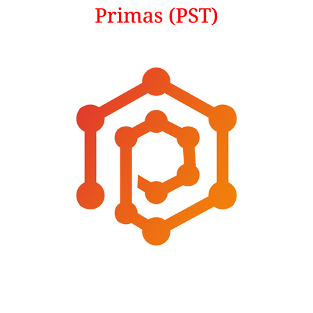 Vector Primas (PST) digital cryptocurrency logo. Primas (PST) icon. Vector illustration isolated on white background.のイラスト素材