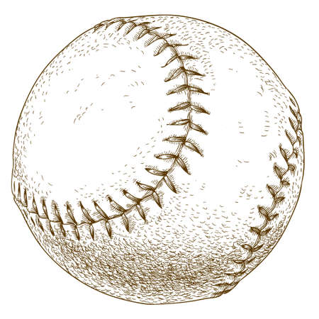 antique engraving illustration of baseball ball isolated on white backgroundのイラスト素材
