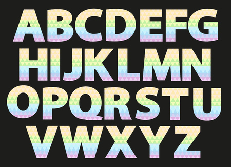 colored font and alphabet. Colored letters on a black backgroundのイラスト素材