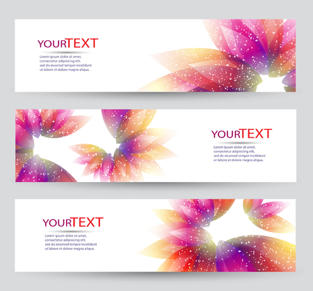 Set of three banners with abstract floral elements.のイラスト素材