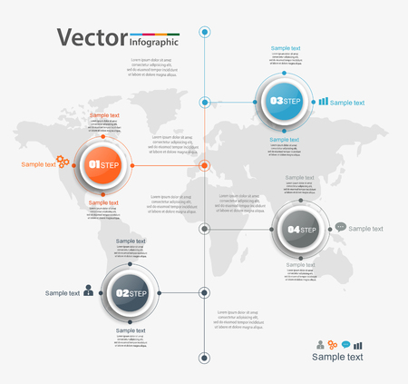Vector infographics timeline design template. Can be used for content, business, infographic, diagram, network, flowchart, process diagram, time line. Vector eps 10のイラスト素材