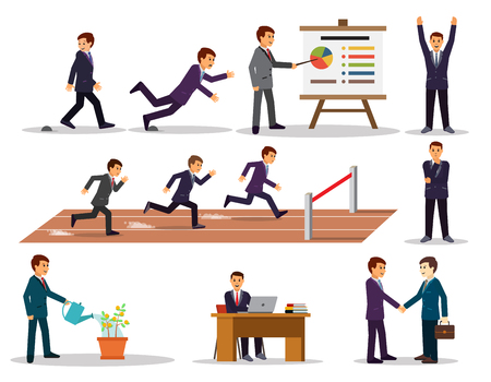 Businessman in different situations. Vector set. Eps 10のイラスト素材