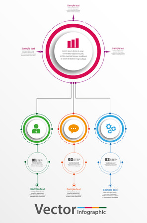 Vector abstract infographic element for business. Strategy in stages. Steps of development, teamwork. Business concept illustrated in 3 stages, parts, steps.のイラスト素材