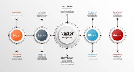 Timeline chart infographic template with 4 options for presentations, advertising, layouts, annual reports, web design.のイラスト素材