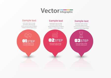 Abstract infographics template with three steps and options. Can be used for workflow layout, diagram, business step options, banner, web designのイラスト素材