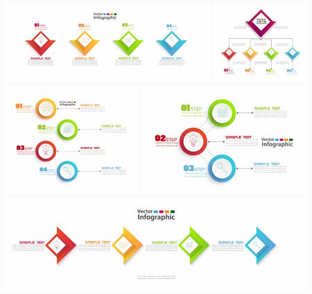 Set of colorful infographic can be used for workflow layout, diagram, number options, web design. Infographic business concept with options, parts, steps or processes. Vector Eps 10のイラスト素材
