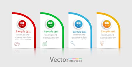 Infographics design template. Business concept with 4 steps or options, can be used for workflow layout, diagram, annual report, web design. Creative banner, label vectorのイラスト素材