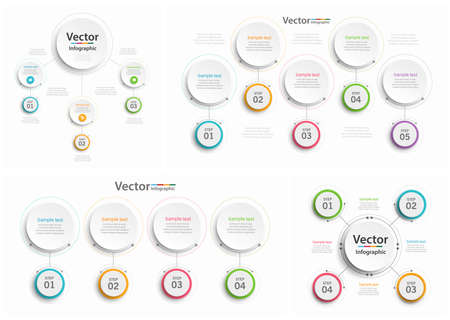 Colorful infographics collection, can be used for workflow layout, diagram, number options, web design. Vector Eps 10のイラスト素材
