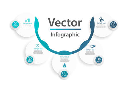 Creative concept for infographic diagram with 5 steps, options, parts or processes. Vector business template for presentationのイラスト素材