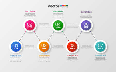 Business vector infographic design template  with 7 options, parts, steps or processesのイラスト素材