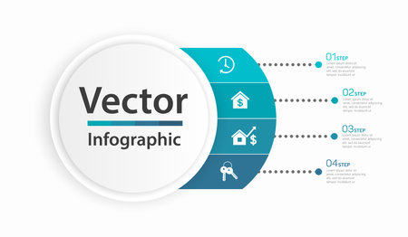 Business infographic vector design template with icons and 4 options or steps. Can be used for process, presentations, layout, banner, info graphのイラスト素材