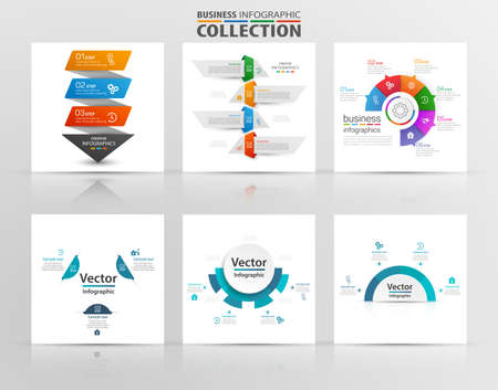 Collection of business infographic with options, parts, steps or processes.   Can be used for workflow layout, diagram, number options, web designのイラスト素材