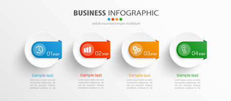 Vector infographic template with icons and 4 options or steps. Infographics concept for businessのイラスト素材