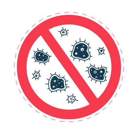 Say stop to viruses sign, corona, bacteria, infections, fungi and infections. Antivirus shield....