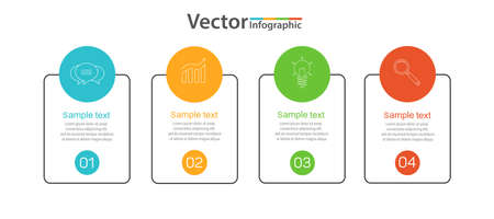 Business vector infographic design template with icons and 4 options or steps. Can be used for process diagram, presentations, workflow layout, banner, flow chart, info graphのイラスト素材