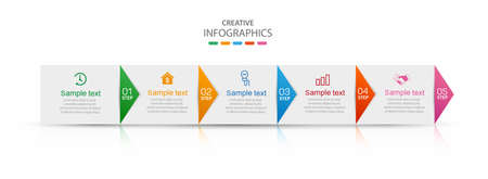 Business  vector infographic design template with 5 options or steps. Can be used for process diagram, presentations, workflow layout, banner, flow chart, info graphのイラスト素材