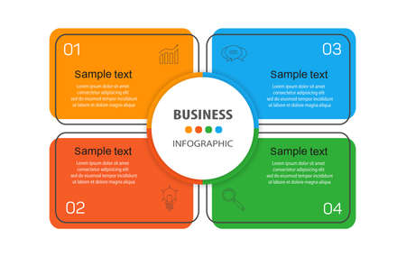 Business  infographic design template with 4 options or steps. Can be used for process diagram, presentations, workflow layout, banner, flow chart, info graphのイラスト素材