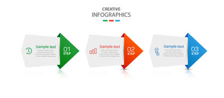 Business infographic design template with 3 options, steps or processes. Can be used for workflow layout, diagram, annual report, web designのイラスト素材