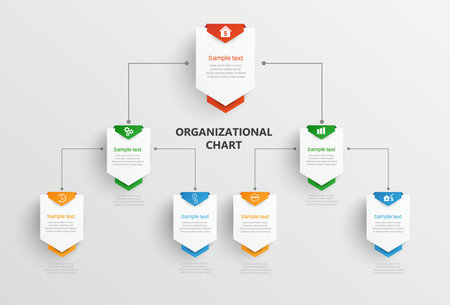 Corporate organizational chart. Business hierarchy infographic elements. Vector illustrationのイラスト素材
