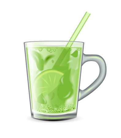Realistic  glass cup with mojito . Vector  illustrationのイラスト素材
