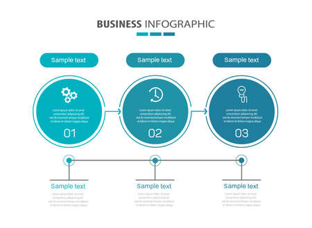 Business infographic design template with 3 options, steps or processes. Can be used for workflow layout, diagram, annual report, web designのイラスト素材