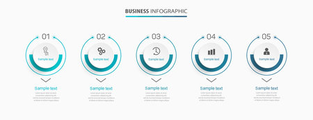 Business vector infographic template with 5 options or steps. Can be used for workflow layout, diagram, annual report, web designのイラスト素材