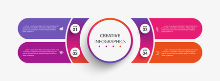 Infographic design template with 4 options, steps or processes. Can be used for workflow layout, diagram, annual report, web designのイラスト素材
