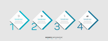 Infographic business design vector template with 4 options, steps or processes. Can be used for presentations banner, workflow layout, process diagram, flow chart, info graphのイラスト素材