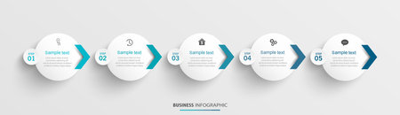 Business infographic template with 5 options or steps. Can be used for workflow layout, diagram, annual report, web designのイラスト素材
