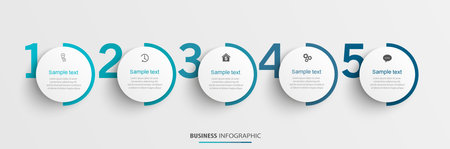 Business infographic template with 5 options or steps. Can be used for workflow layout, diagram, annual report, web designのイラスト素材