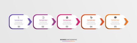 Business infographic design template with 5 options, steps or processesのイラスト素材