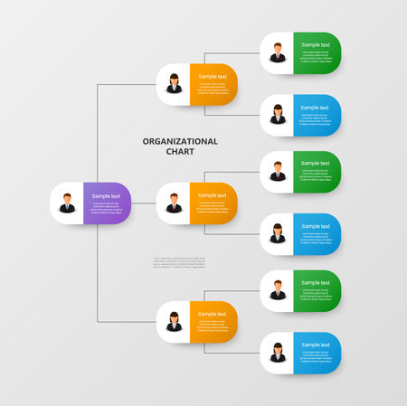Corporate organizational chart with business avatar icons. Business hierarchy infographic elementsのイラスト素材