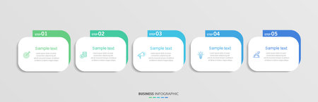 Business infographics number options template with 5 steps. Can be used for workflow layout, diagram, banner, web design. Vector eps 10のイラスト素材