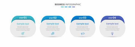 Infographic business design vector template with 4 options, steps or processes. Can be used for presentations banner, workflow layout, process diagram, flow chart, info graphのイラスト素材