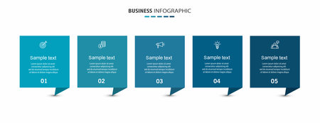 Infographic design template with icons and 5 options or steps. Can be used for process diagram, presentations, workflow layout, banner, flow chart, info graphのイラスト素材